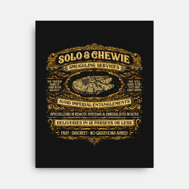 Solo And Chewie Smuggling Services-None-Stretched-Canvas-kg07