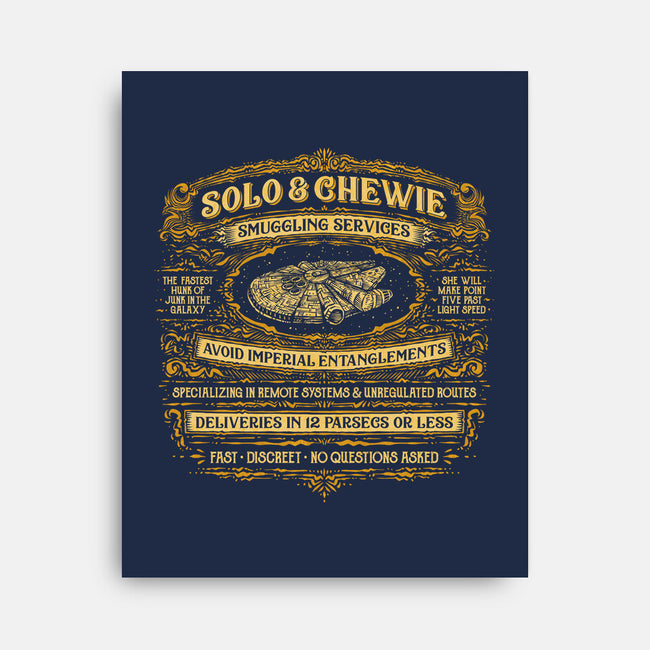 Solo And Chewie Smuggling Services-None-Stretched-Canvas-kg07