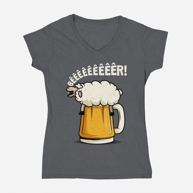 Singing Sheep-Womens-V-Neck-Tee-ducfrench