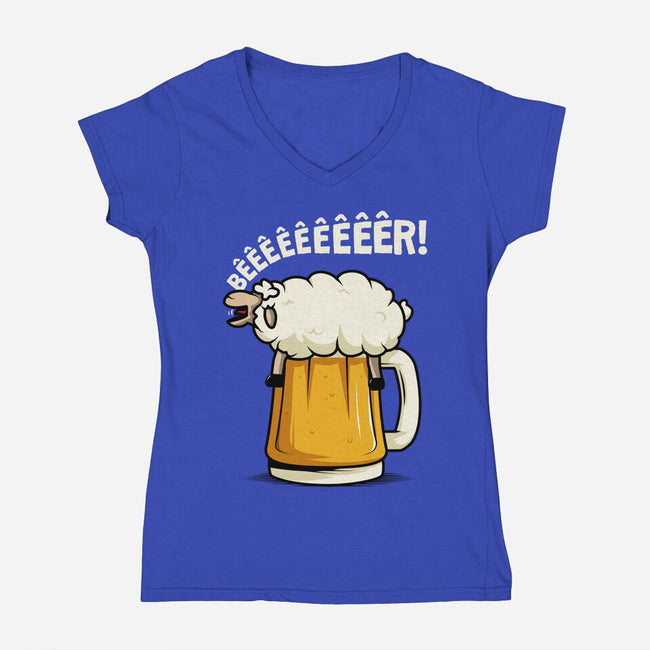 Singing Sheep-Womens-V-Neck-Tee-ducfrench