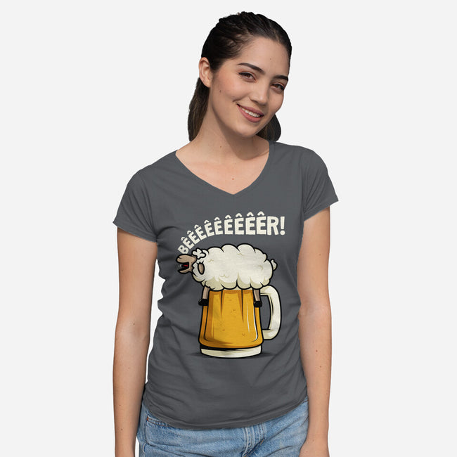 Singing Sheep-Womens-V-Neck-Tee-ducfrench