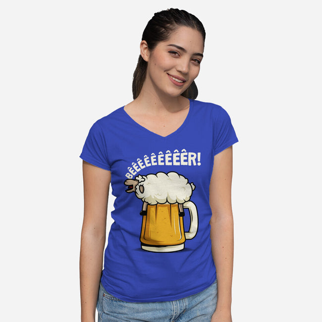 Singing Sheep-Womens-V-Neck-Tee-ducfrench
