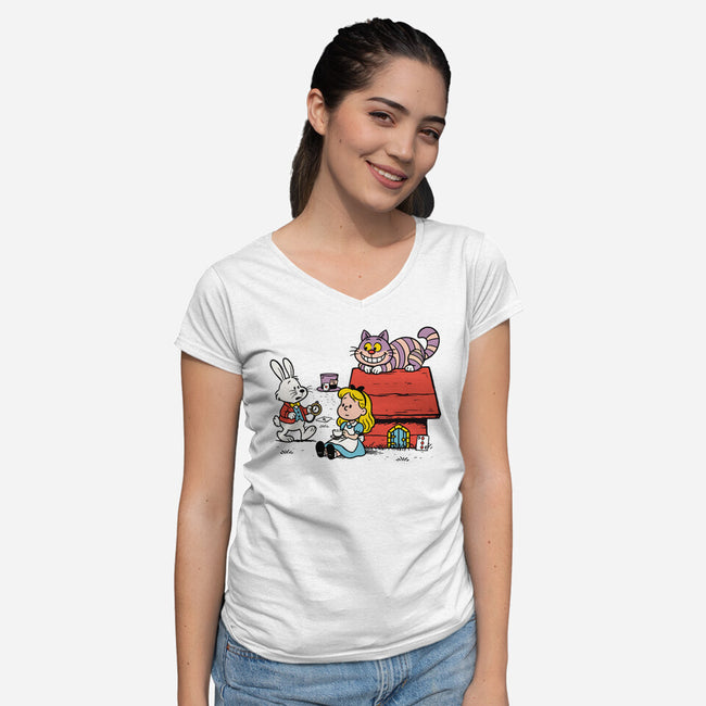 Wonderful Alice-Womens-V-Neck-Tee-ducfrench