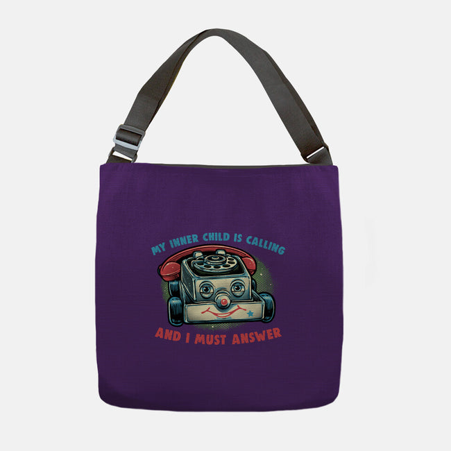 My Inner Child Is Calling-None-Adjustable Tote-Bag-glitchygorilla