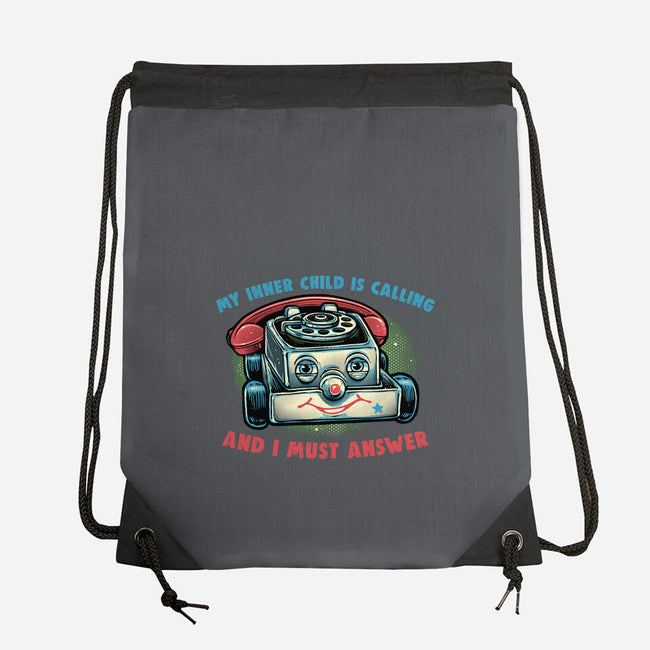 My Inner Child Is Calling-None-Drawstring-Bag-glitchygorilla