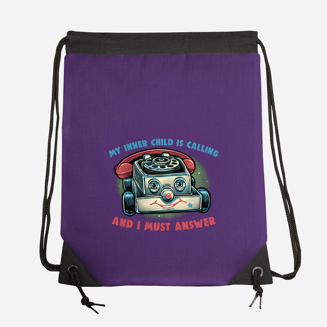 My Inner Child Is Calling-None-Drawstring-Bag-glitchygorilla