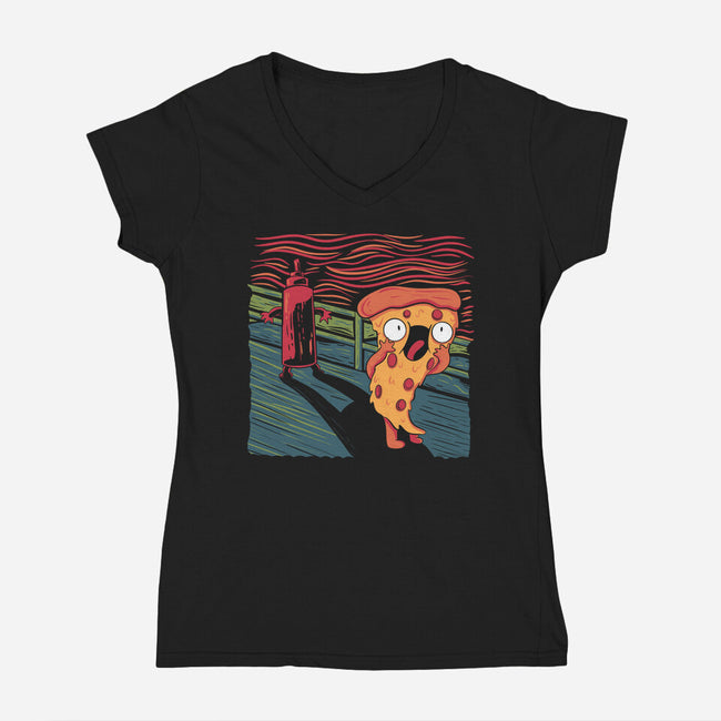 The Pizza Scream-Womens-V-Neck-Tee-tobefonseca