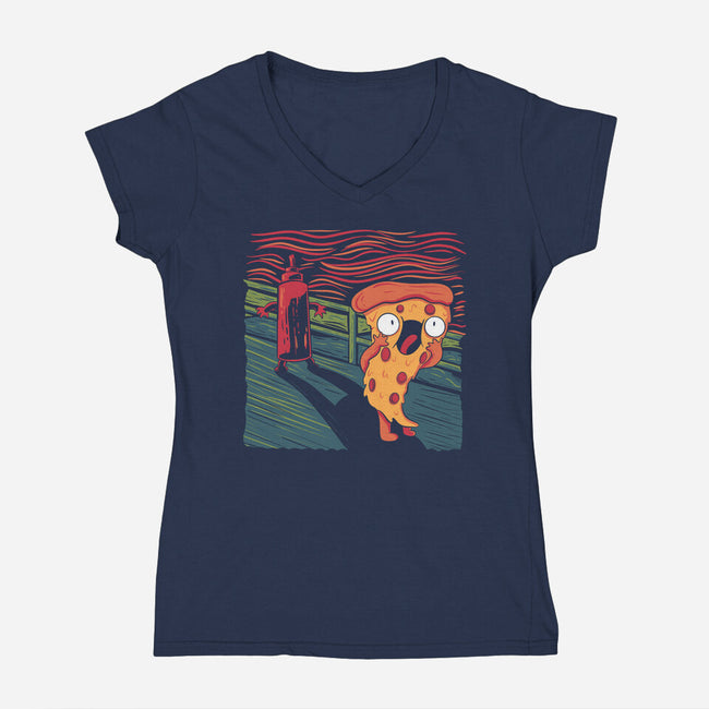 The Pizza Scream-Womens-V-Neck-Tee-tobefonseca
