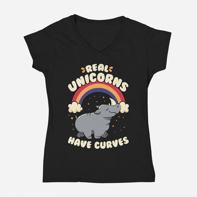 Real Unicorns Have Curves-Womens-V-Neck-Tee-tobefonseca
