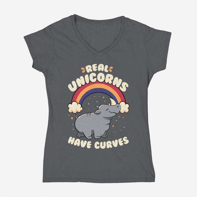Real Unicorns Have Curves-Womens-V-Neck-Tee-tobefonseca