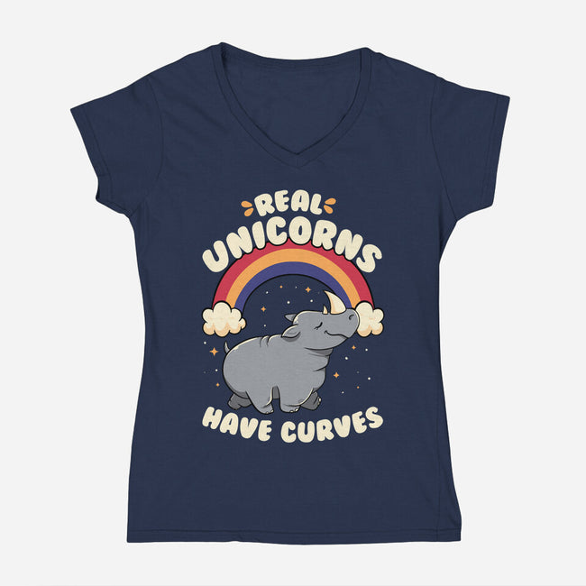 Real Unicorns Have Curves-Womens-V-Neck-Tee-tobefonseca