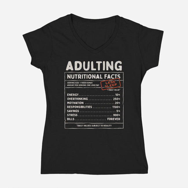 Adulting Facts-Womens-V-Neck-Tee-GODZILLARGE