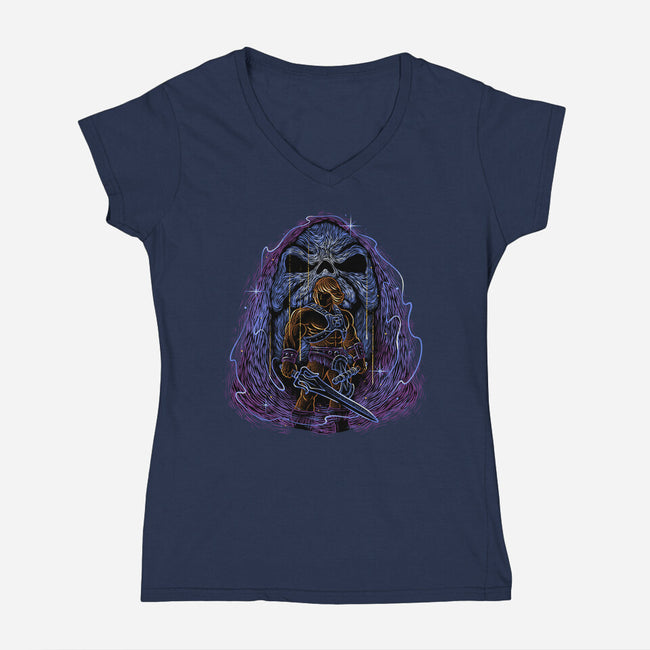 Battle For The Universe-Womens-V-Neck-Tee-glitchygorilla