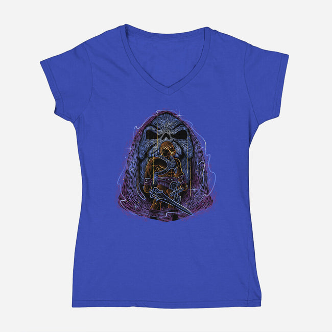 Battle For The Universe-Womens-V-Neck-Tee-glitchygorilla
