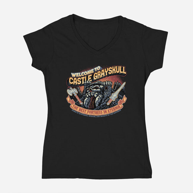 Welcome To The Castle-Womens-V-Neck-Tee-glitchygorilla