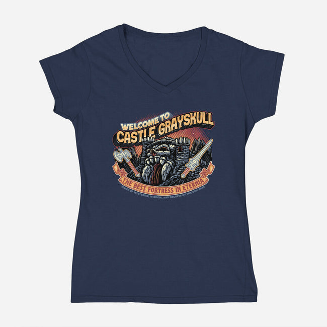 Welcome To The Castle-Womens-V-Neck-Tee-glitchygorilla