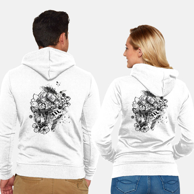 Robot Ink-Unisex-Zip-Up-Sweatshirt-fanfabio