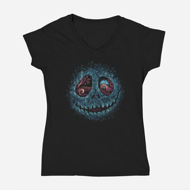 Land Of The Pumpkin King-Womens-V-Neck-Tee-glitchygorilla