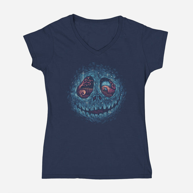 Land Of The Pumpkin King-Womens-V-Neck-Tee-glitchygorilla