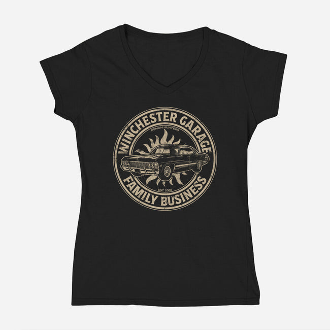 Winchester Garage-Womens-V-Neck-Tee-fanfreak1