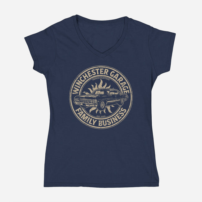 Winchester Garage-Womens-V-Neck-Tee-fanfreak1