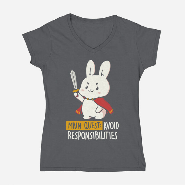 Main Quest Avoid Responsibilities-Womens-V-Neck-Tee-koalastudio