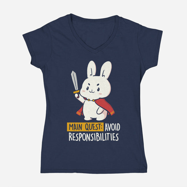Main Quest Avoid Responsibilities-Womens-V-Neck-Tee-koalastudio