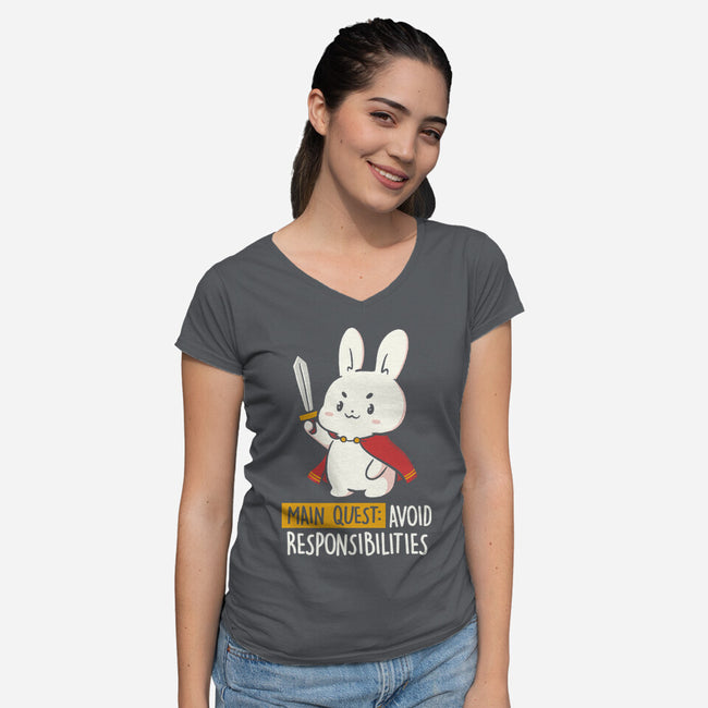 Main Quest Avoid Responsibilities-Womens-V-Neck-Tee-koalastudio