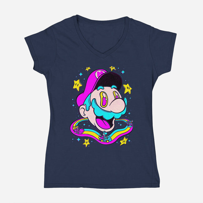 Psychedelic Mushroom Race-Womens-V-Neck-Tee-Studio Mootant