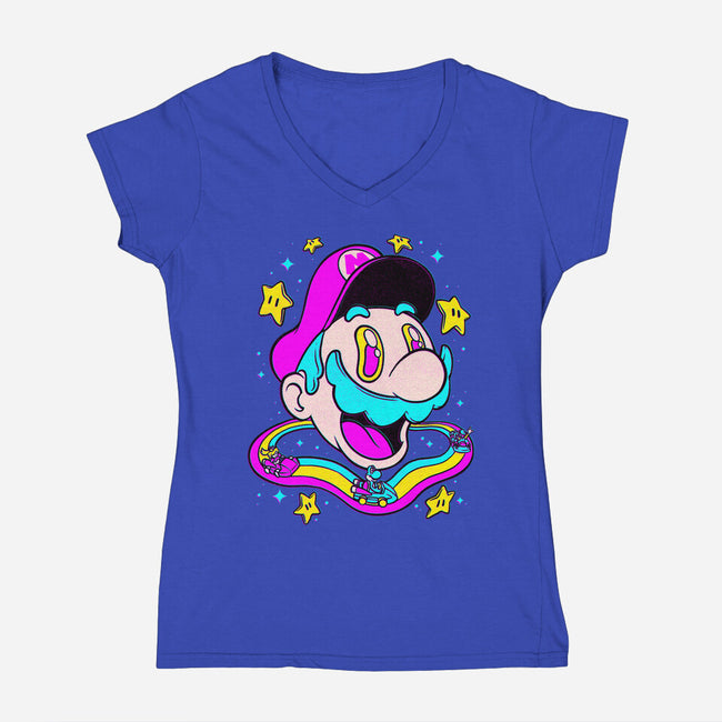 Psychedelic Mushroom Race-Womens-V-Neck-Tee-Studio Mootant