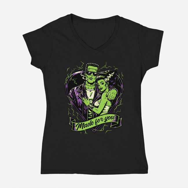 Frankenstein Monster Love-Womens-V-Neck-Tee-Studio Mootant