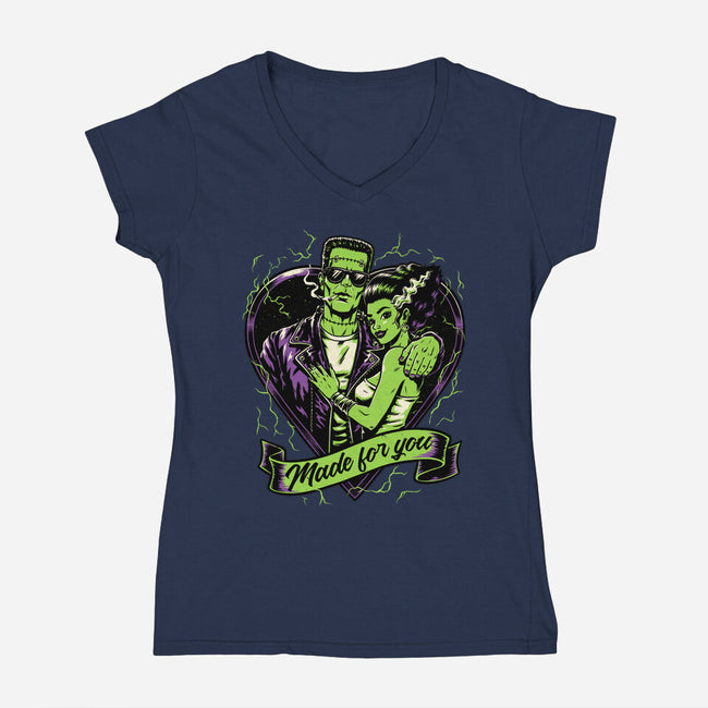 Frankenstein Monster Love-Womens-V-Neck-Tee-Studio Mootant