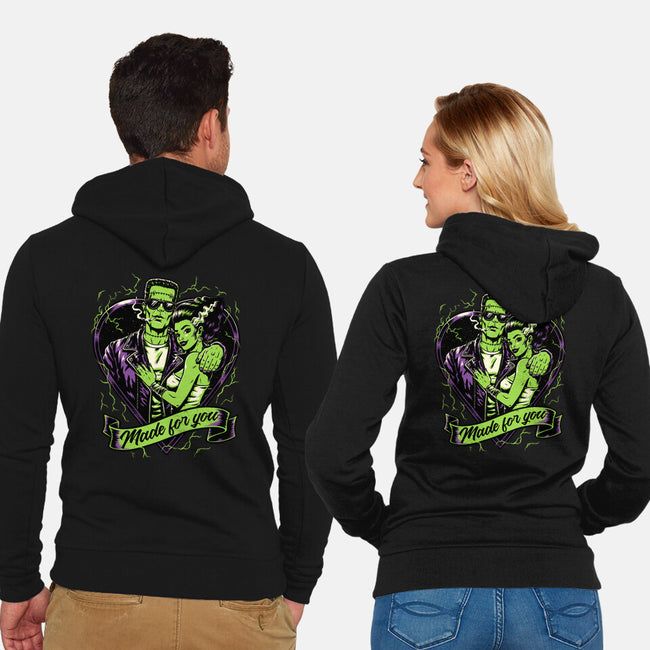 Frankenstein Monster Love-Unisex-Zip-Up-Sweatshirt-Studio Mootant