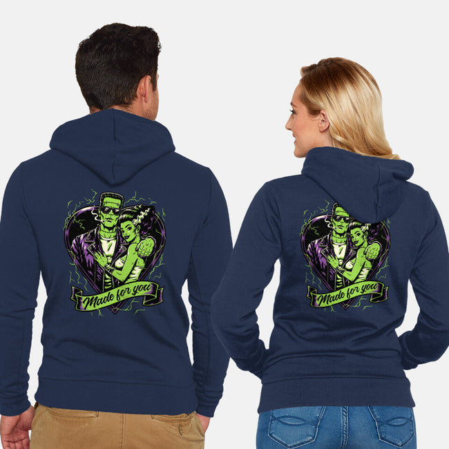 Frankenstein Monster Love-Unisex-Zip-Up-Sweatshirt-Studio Mootant