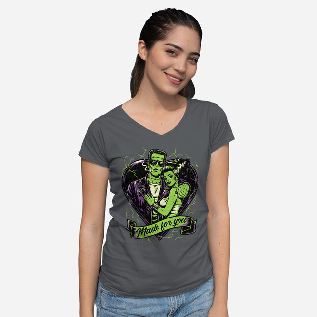 Frankenstein Monster Love-Womens-V-Neck-Tee-Studio Mootant