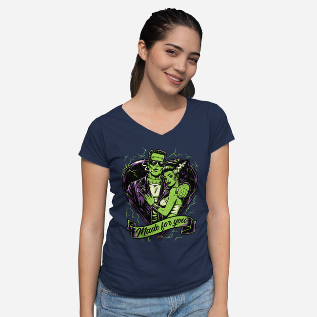 Frankenstein Monster Love-Womens-V-Neck-Tee-Studio Mootant