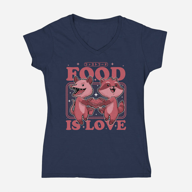 Fast Food Animals Love-Womens-V-Neck-Tee-Studio Mootant