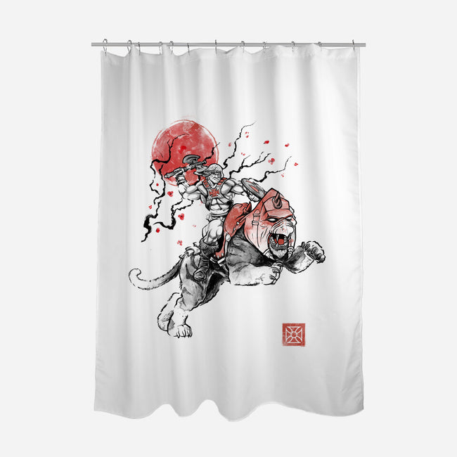 The Invincible Of Eternia Sumi-E-None-Polyester-Shower Curtain-Astrobot Invention
