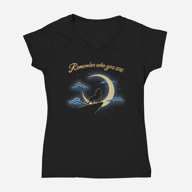 Remember Who You Are Moonlight-Womens-V-Neck-Tee-Loobs