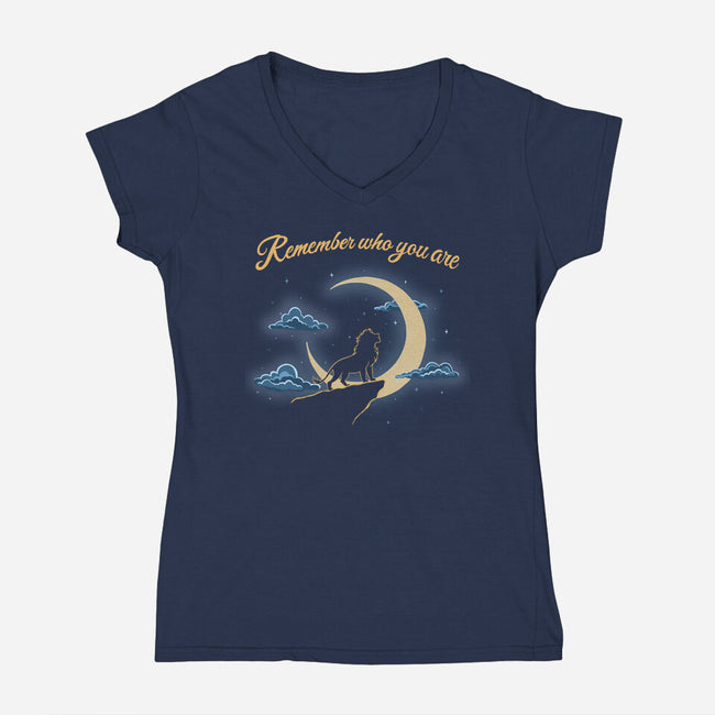 Remember Who You Are Moonlight-Womens-V-Neck-Tee-Loobs