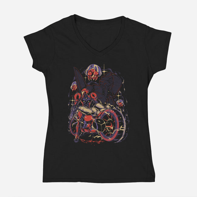 Under New Stars-Womens-V-Neck-Tee-Estudio Horta