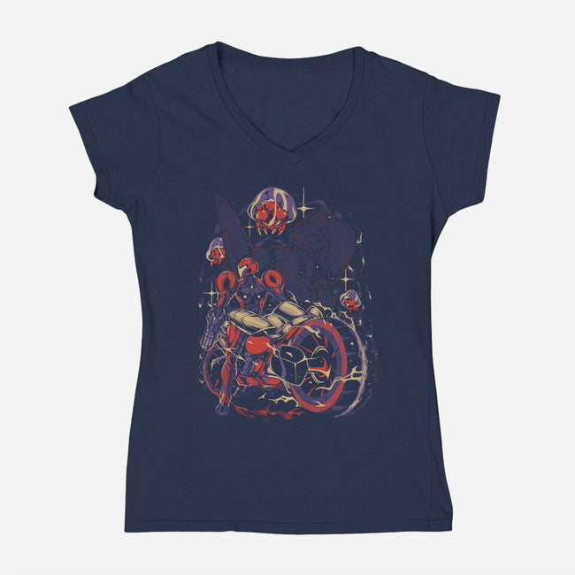 Under New Stars-Womens-V-Neck-Tee-Estudio Horta
