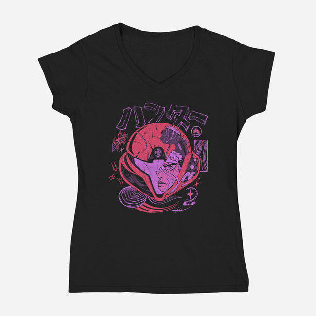 Hunter's Mind-Womens-V-Neck-Tee-ilustrata