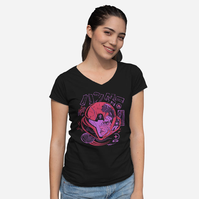 Hunter's Mind-Womens-V-Neck-Tee-ilustrata