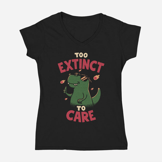 Too Extinct To Care-Womens-V-Neck-Tee-rarpoint