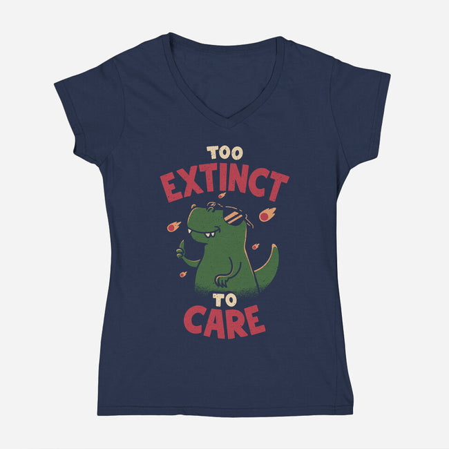 Too Extinct To Care-Womens-V-Neck-Tee-rarpoint