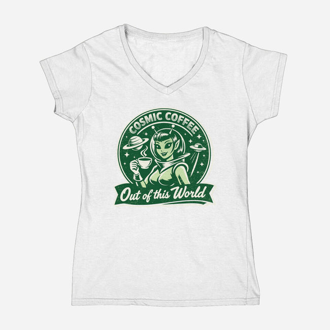 Cosmic Coffee-Womens-V-Neck-Tee-palmstreet