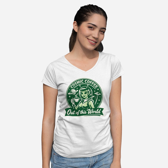 Cosmic Coffee-Womens-V-Neck-Tee-palmstreet