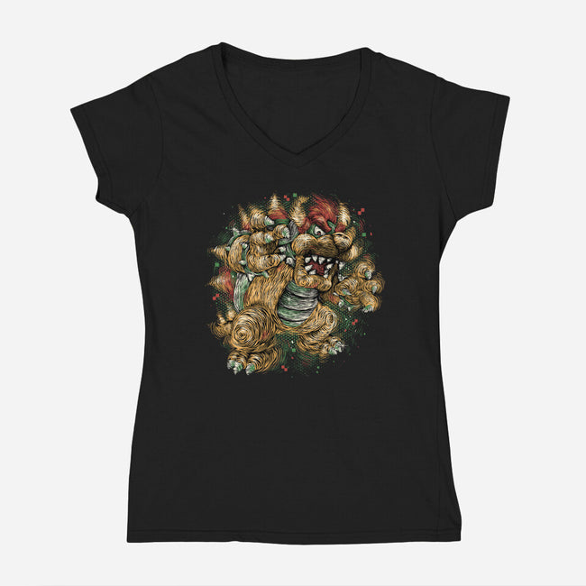Big Boss Of The Kingdom-Womens-V-Neck-Tee-glitchygorilla