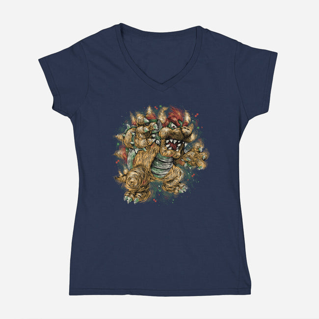 Big Boss Of The Kingdom-Womens-V-Neck-Tee-glitchygorilla